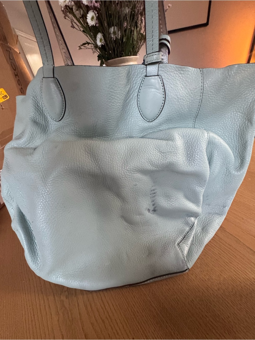 Michael Kors Pale Blue Pebbled Leather Tote - Picture 4 of 6